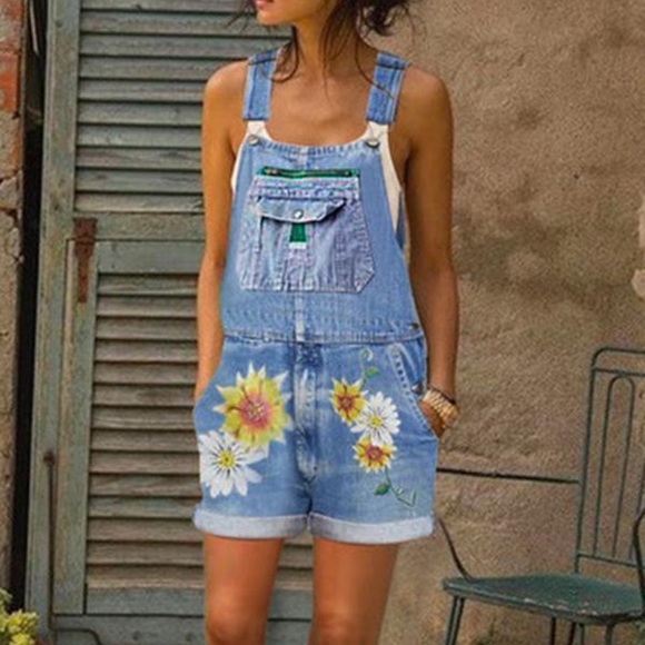 MISSLOOK Denim - MISSLOOK Women’s Sunflower Denim Overalls Sz M